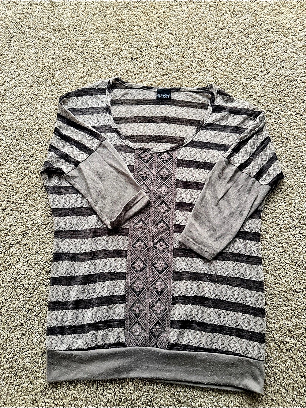 Look by Shae Women's Striped Gray & Brown Tunic